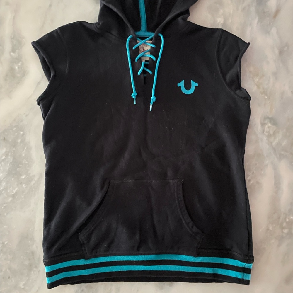 Y2K True Religion Hoodie Top and Lace Up Capri Sweatsuit Set Size Large - Picture 7 of 11